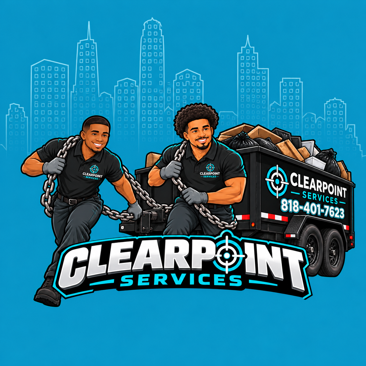 ClearPoint Services full logo with crew, trailer and skyline